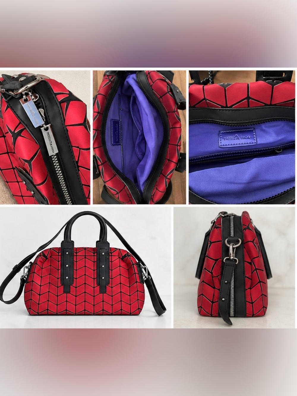 ❤️🖤 Patrizia Luca Red & Black Geometric Purse 🖤❤️ - Picture 2 of 2